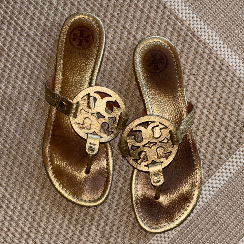 Gold Tory Burch Miller sandals